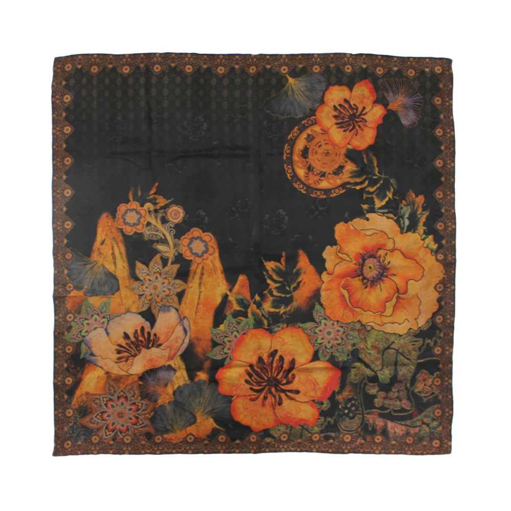 Fragrant Cloud Yarn 42 * 42 inches Elegant Xiangyun Silk Scarf Luxurious Natural Gambiered Canton Silk Square Scarf for Women