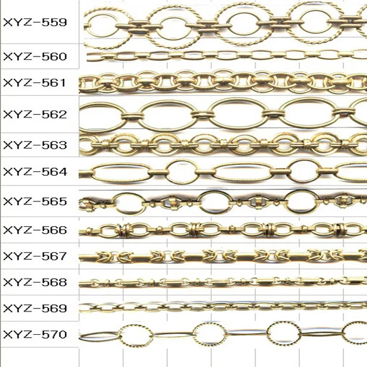 Diy Necklace Bracelet Jewelry Chain Men Carved Decorative Chandelier Antique Hip Hop RAW Brass Jewelry Chain