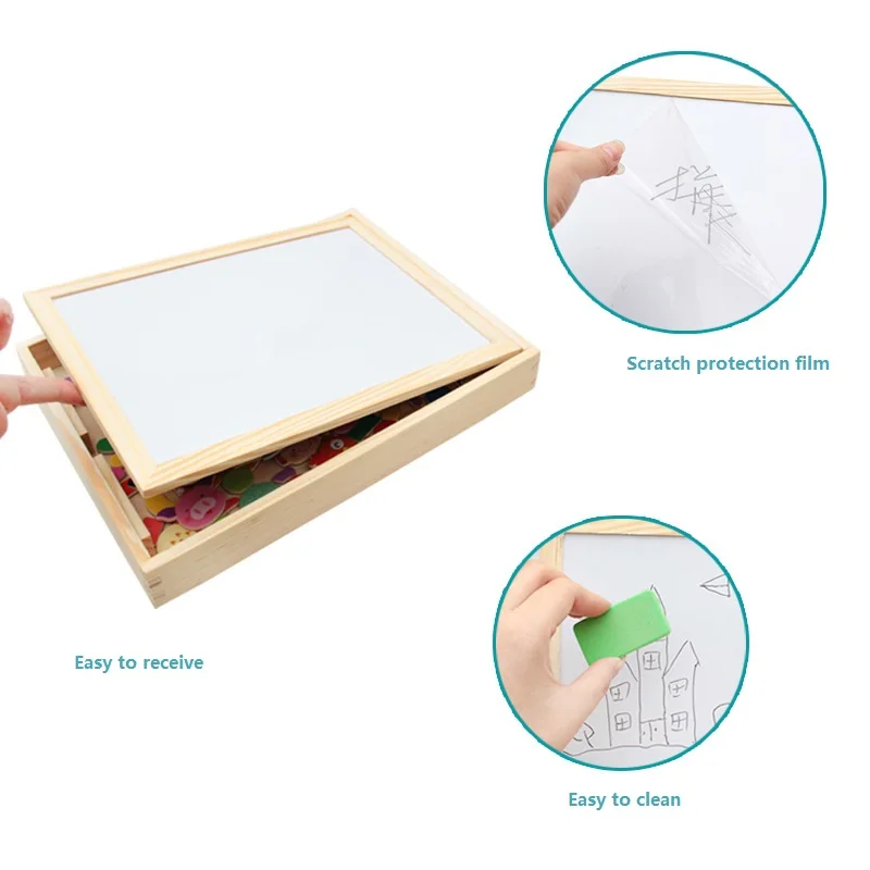 Educational Wooden Toy Double-sided Drawing Board Magnetic Jigsaw  Circus Puzzle