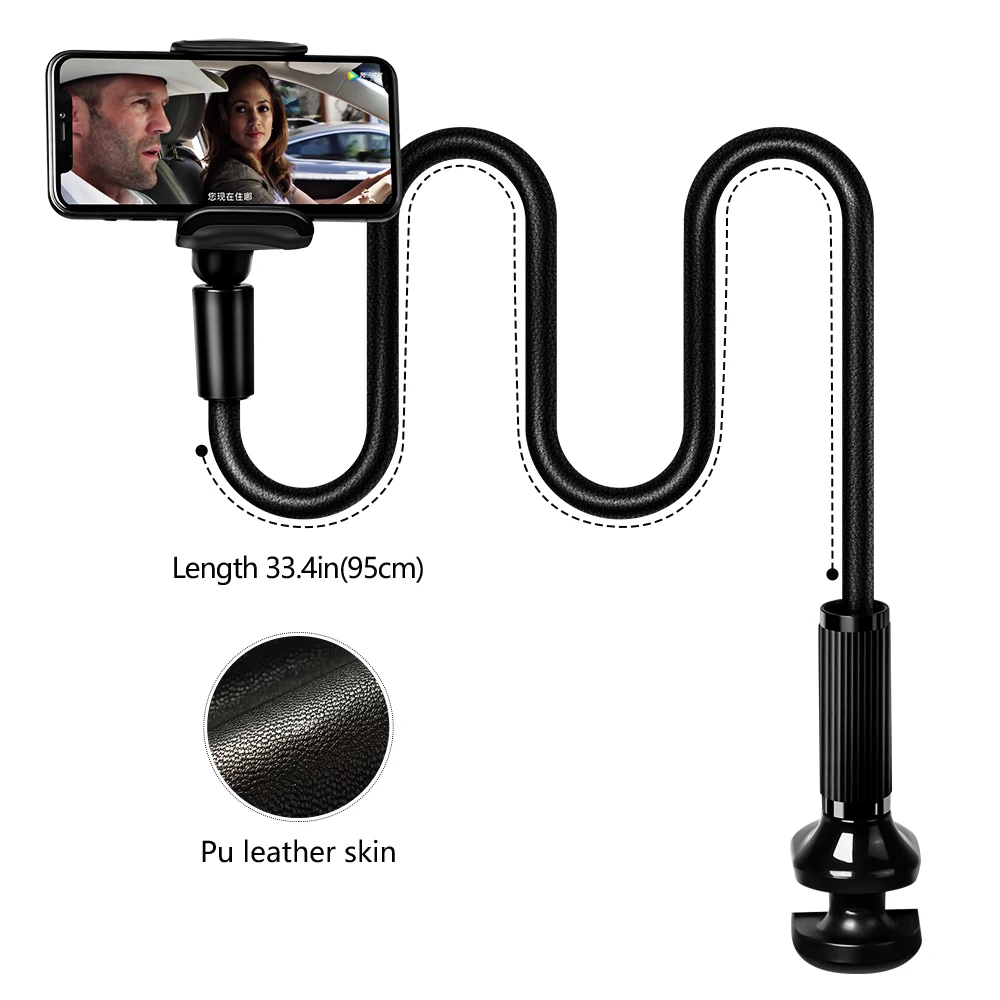 Держатель для телефона с гусиной шеей SAIJI Гибкая длинная рукоятка 360 Регулируемая шаровая Головка для кровати, ленивый кронштейн зажим Настольная подставка