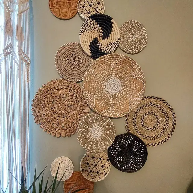 Hot Sale 13 PCS Wall Decor Baskets African Baskets for Boho Wall Decor Woven Baskets With Different Design For Boho Wall Art
