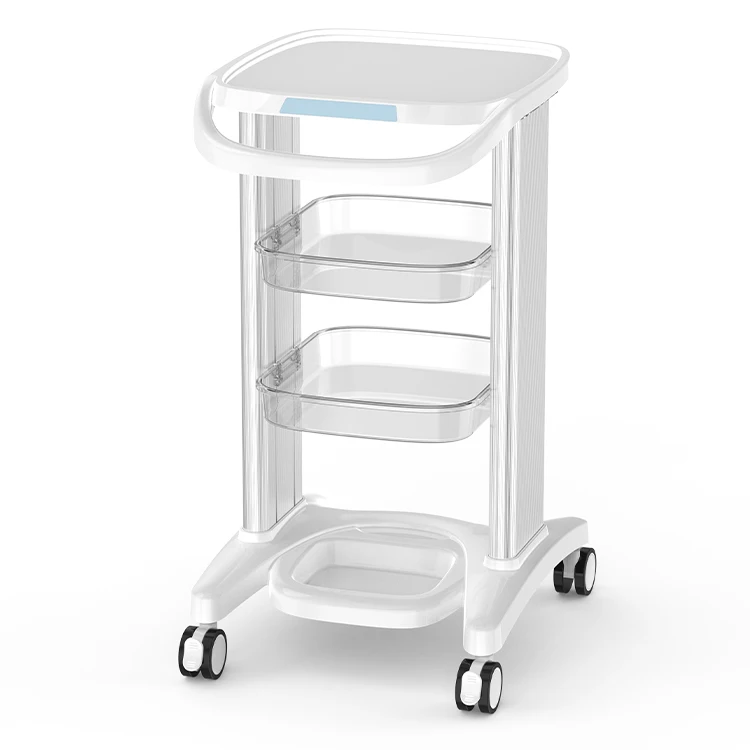 High Quality Professional Spa Tool Cheap Price Facial White Color Metal Beauty Salon Stand Cart Cosmetology Trolley