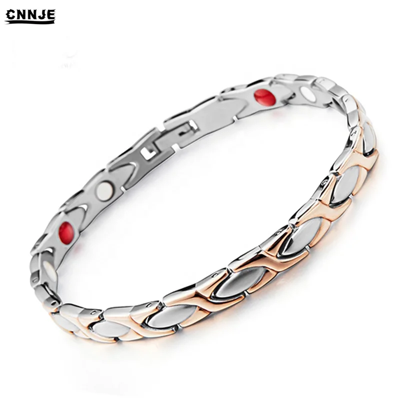 
Wholesale Rose Gold Health Magnetic Therapy Bracelet Stainless Steel Charm Jewelry For Women 