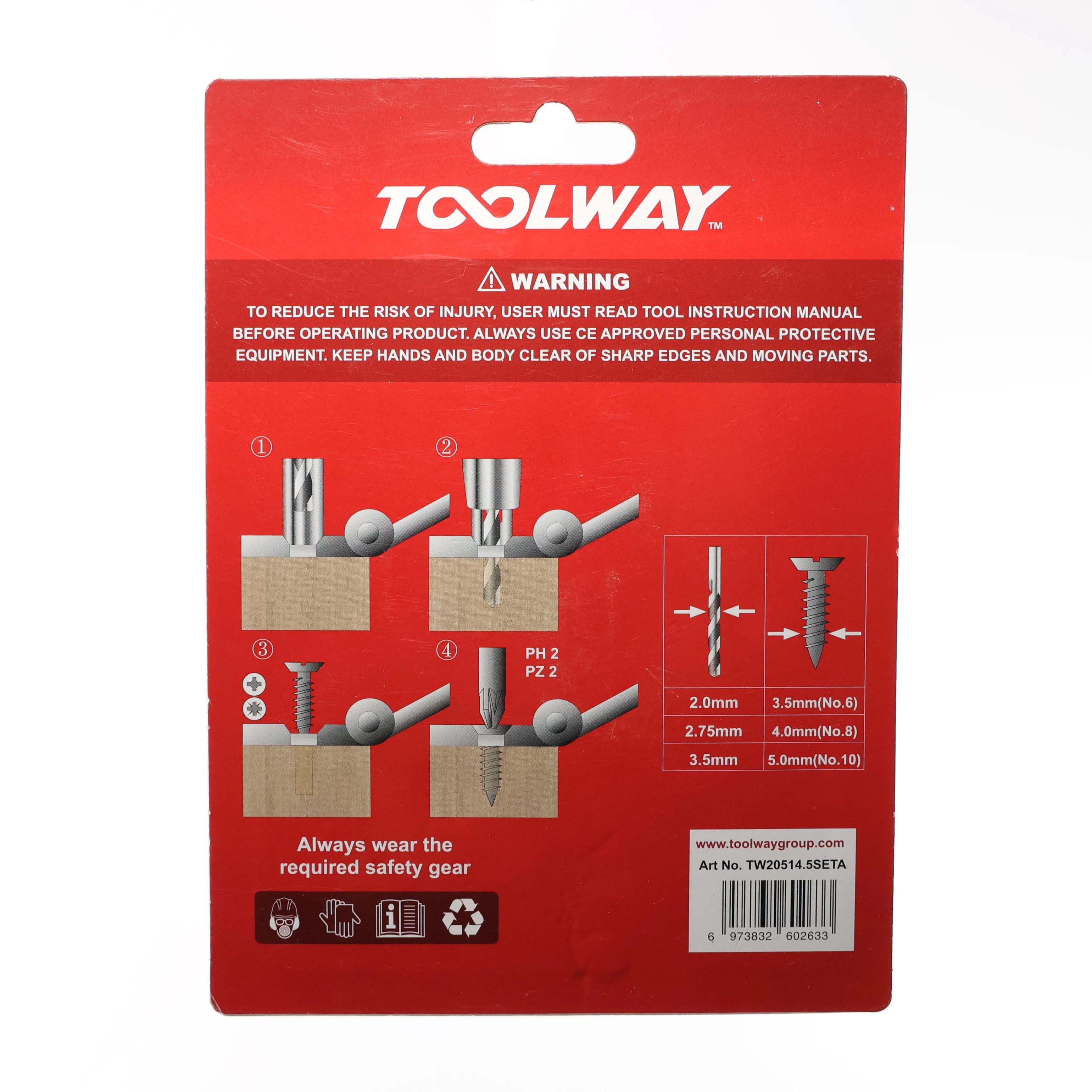 TOOLWAY self centring guide bit with screwdriver bits countersink hinge tapper core drill bit set for door