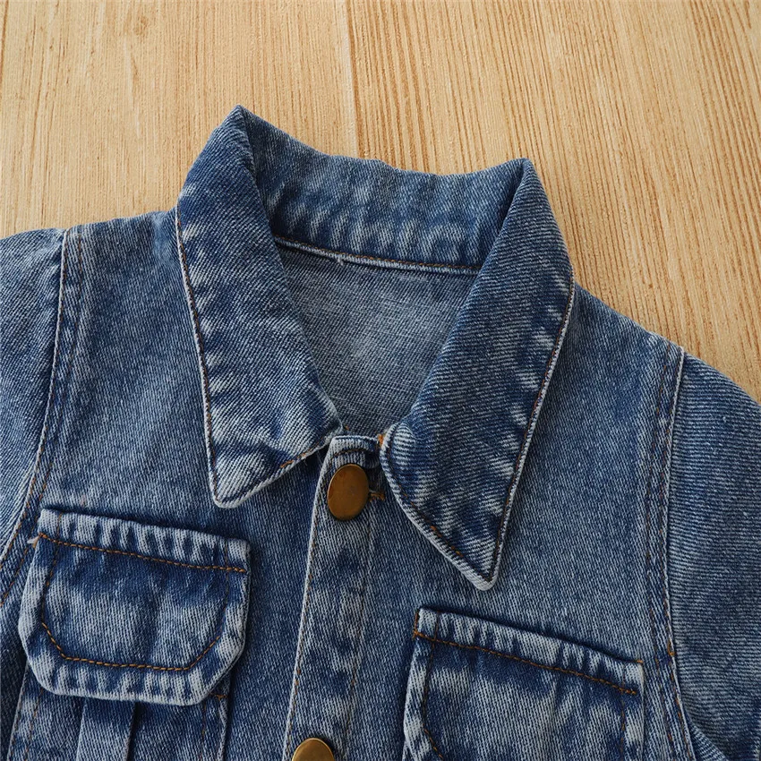 Hot sale summer fashion baby girls denim suit clothes sets crop tops+ blue denim shorts 2pcs toddler girls clothing set