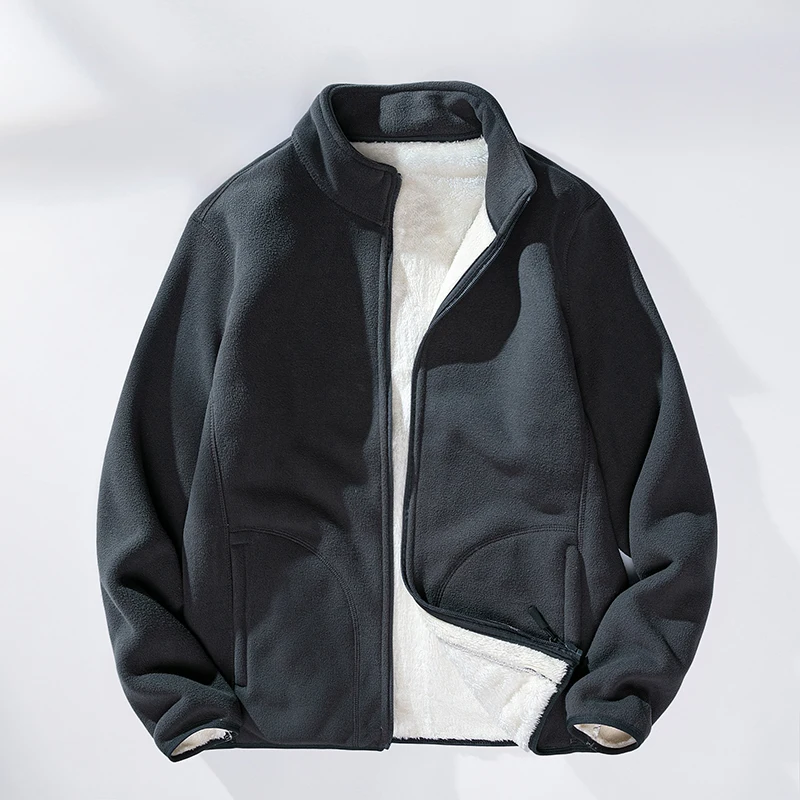 OEM High Quality Winter Zip up Custom Logo Oversized Men Fleece Sherpa Jacket