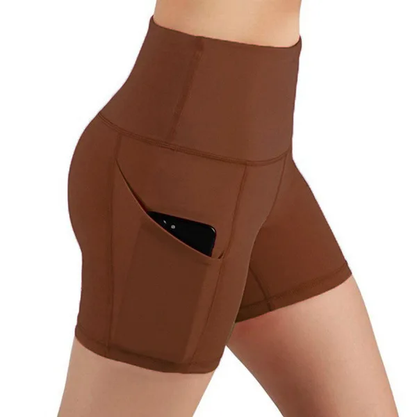
Woman High Waist Tights Quick-drying Running Sports Fitness Shorts with pocket 