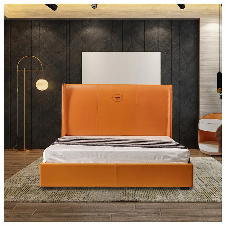 Customized Luxury Modern Bed Complete Set Solid Wood Bed Set Furniture Bedroom With 2 Bedside Tables