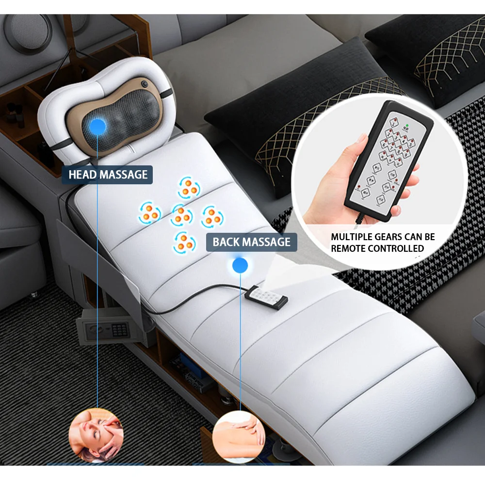 2023 Customizable Multifunction Storage Bed Wood Bed Solid with Massage Music Design of Leather 1 Piece Stainless Steel Modern