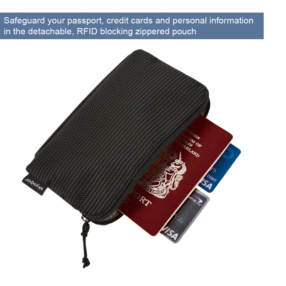 Simple Fashion Nylon Fabric Multi-purpose 2-in-1 Travel Zippered Wallet Electronics Organizer Pouch Travel Passport Pouch