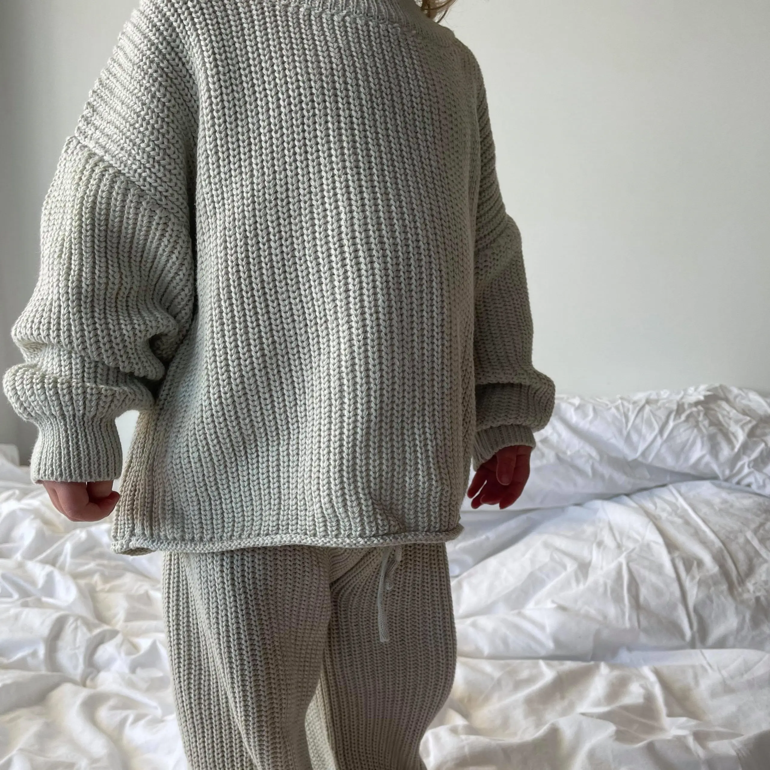 CHEER Newborn Baby Custom100% Cotton Soft Knitted Kids Sweaters Plain  Infant Baby O-neck knit sweaters set