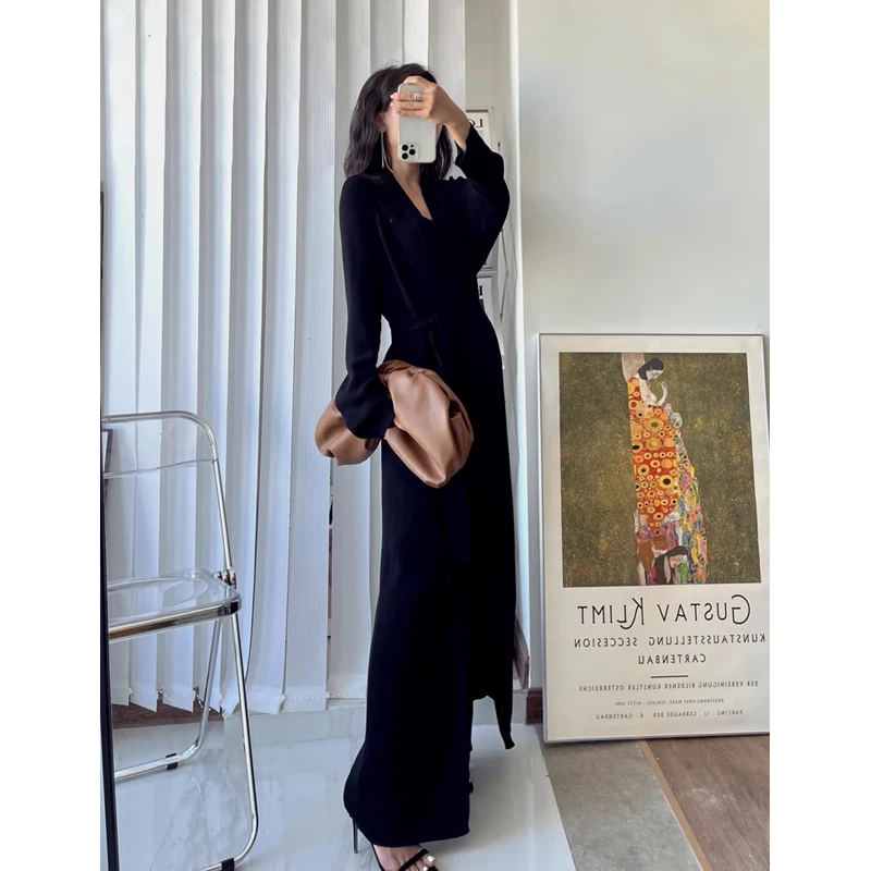 customized Women Long Sleeve  dubai muslims Sweater robe maxi Dresses Knitted Jumper cape Dresses