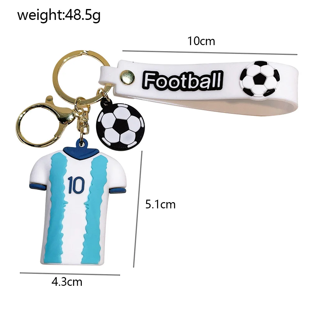 3D PVC Football Player Cup Key Chain Messi Ronaldo Mbapppe Soccer Shirt Pendant Keychain Keyring with Strap