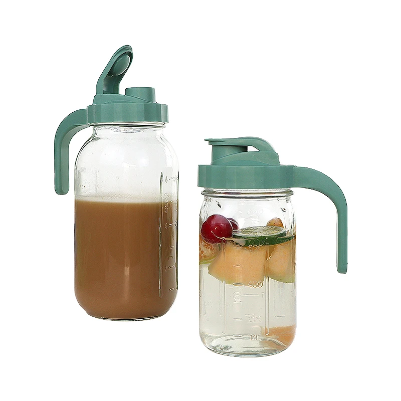 New Design Wide Mouth Glass Mason Jar Flip Cap Lids with Handle and Coffee Filter for Ball Mason Jar Leak-free