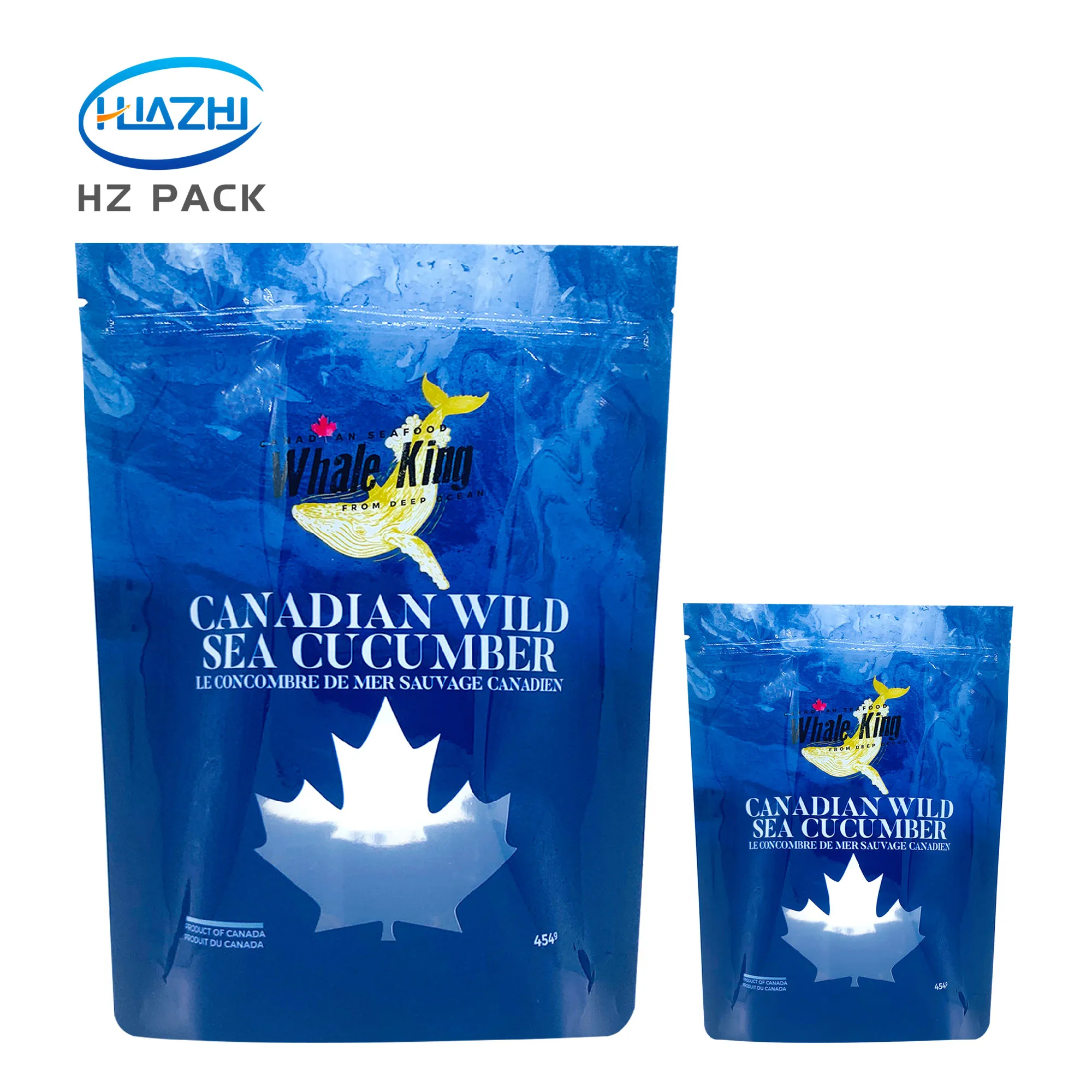 HZ PACK CHINA Custom Sea Food Packaging Stand Up Zipper resealable Pouch For Cucumber