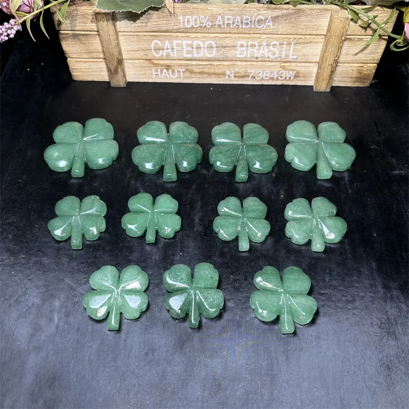 Wholesale Natural Stone Crystal Crafts Green Aventurine Four Leaf Clover For Home Decoration