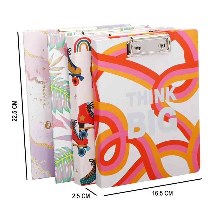 A5 Multifunctional File Holder with Storage Foldable Nursing Clipboard with Metal Clip include memo pad