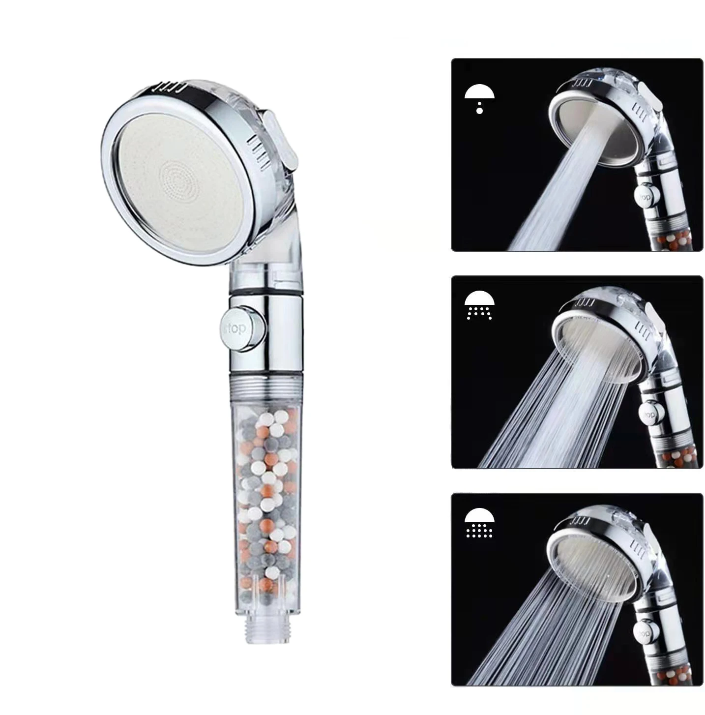 Hot Sale SPA High Pressure 3 Spraying Mineral Stone Filter Shower Head