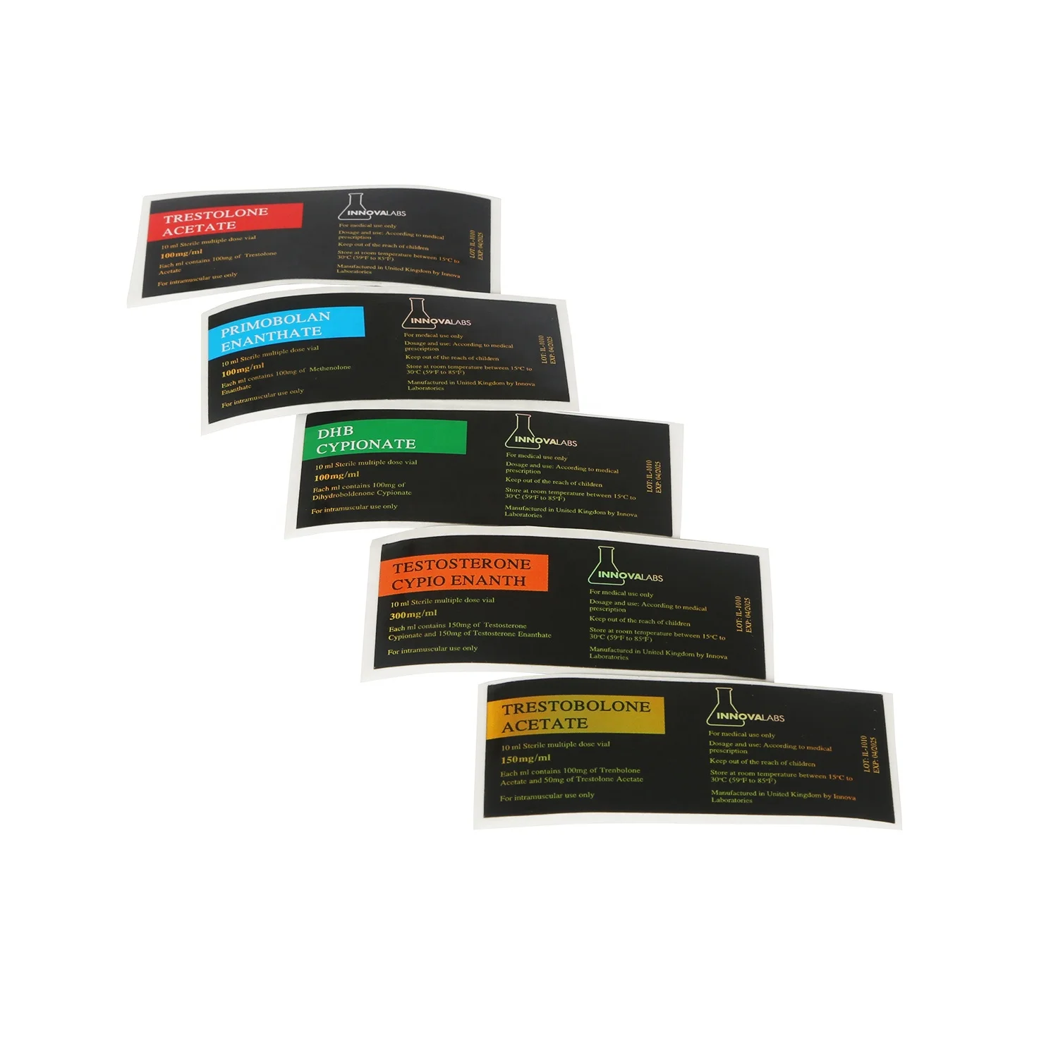 Medical Pharmaceutical  10ML Glass Vial Labels For Anabolic