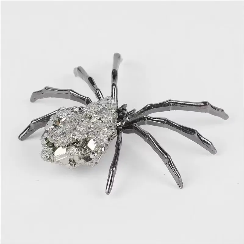 Customized Natural pyrite Crystal Rough Stone and  Alloy crystal mineral Spider scorpion decoration