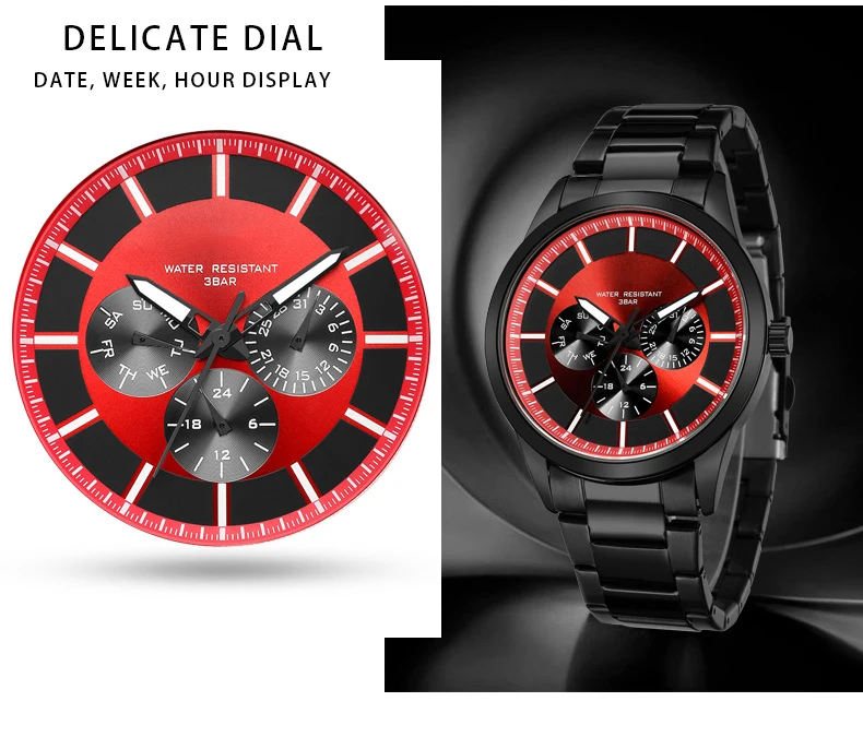 
OEM luxury watch stainless steel real chronograph small dial working wrist watch for Men 