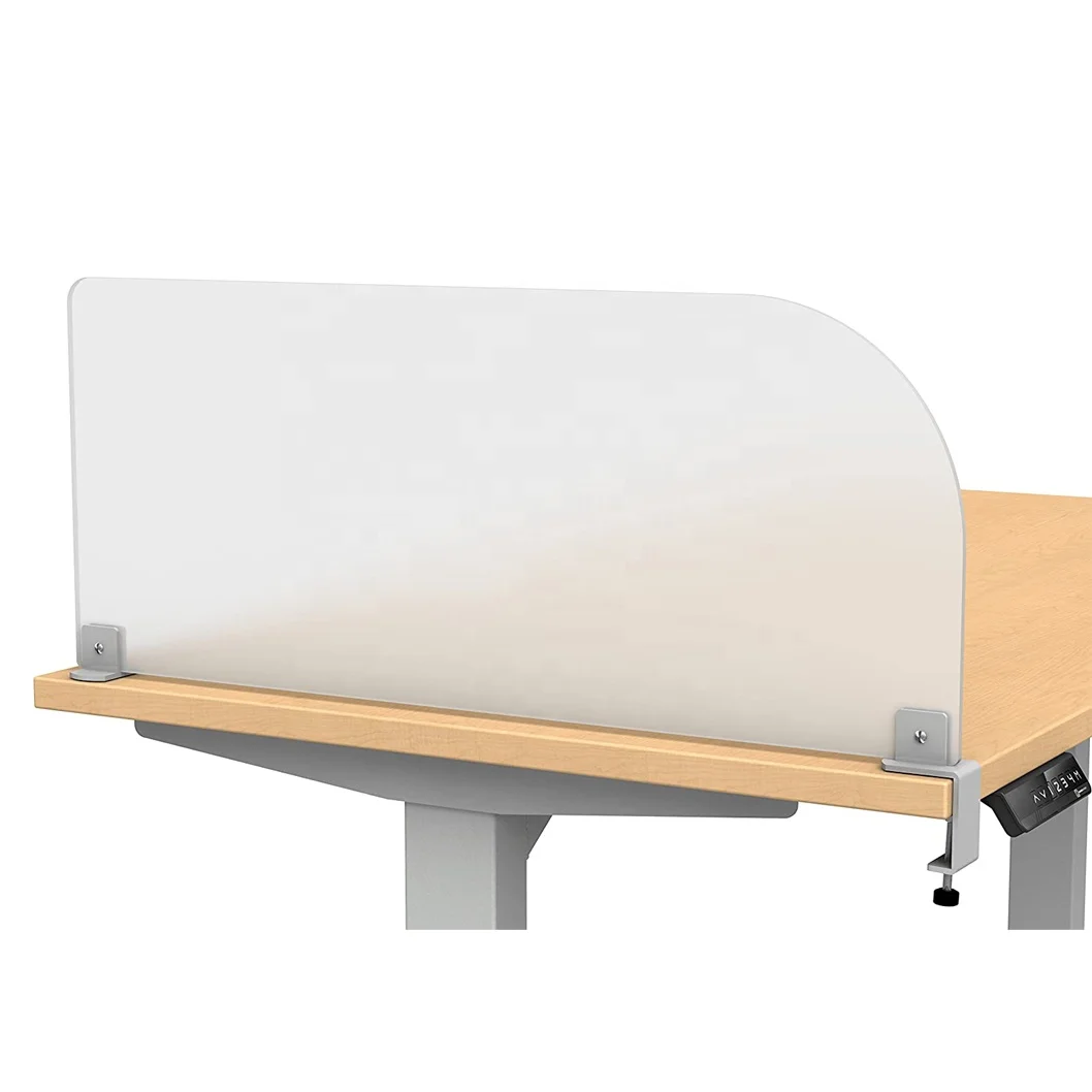 Manufacturer factory supplier Custom Frosted Privacy Desk Panel with 2pcs Desk Partition Clip Office Acrylic Desk Divider