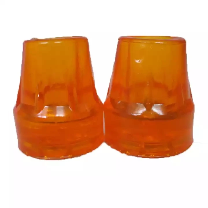Pack of 4 Professional Anti Slip End Crutch Cane Rubber Leg Feet Tips Walking Stick Crutch Cane Replacement - Orange, Dia 1 inch