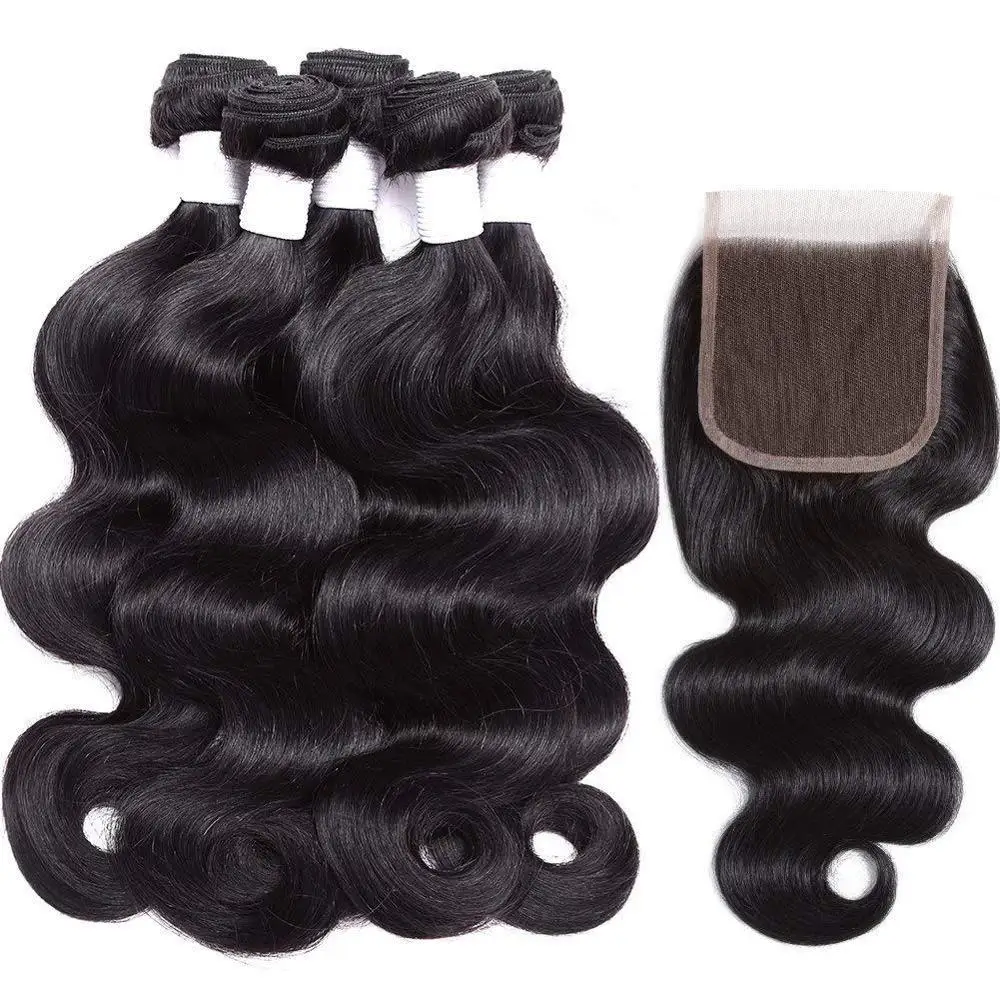 Brazilian Body Wave Bundles With Closure Virgin Hair 3 Bundles 100% Unprocessed Remy Human Hair Weave Weft Extensions