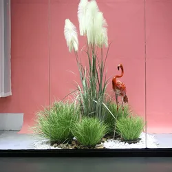 White stone pine bark 1.9m5 head reed white flamingo onion grass lawn light green artificial window landscape