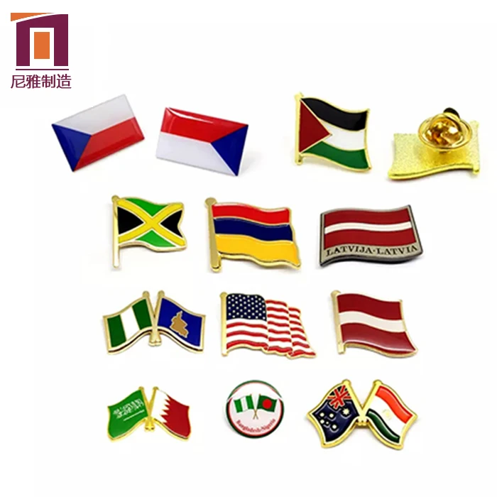 Stifte Alfileres Perni Zinc Alloy Soft Cheap High Quality Hard Custom Logo Country Blank Metal Badge Enamel Flag Pin