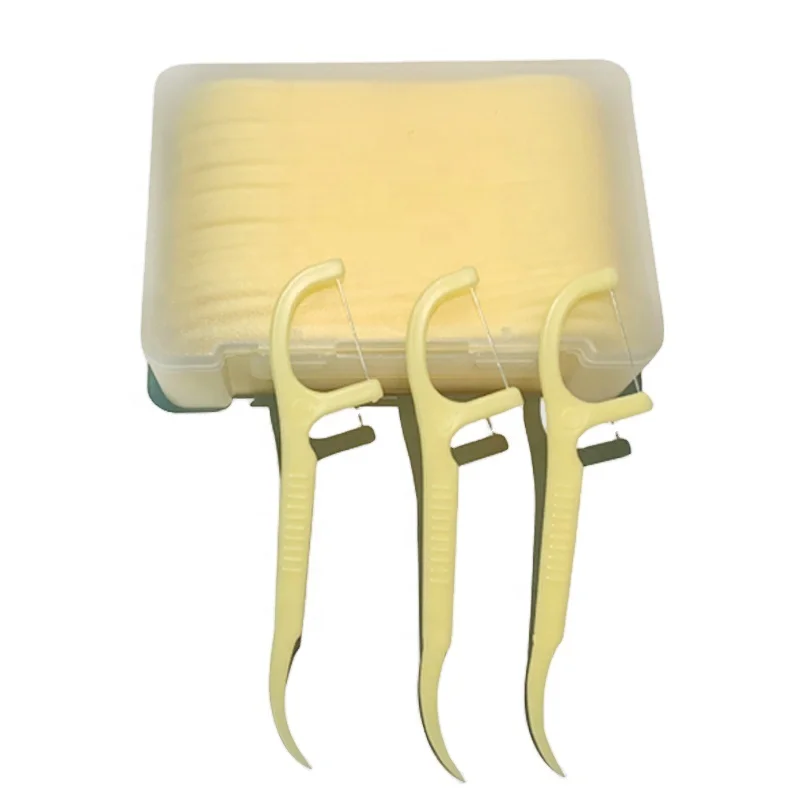Customized Wholesale 50pcs Portable Toothpick Box with Polymer Dental Floss Stick Disposable Toothpick for Family Use
