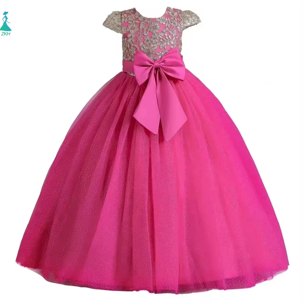 High grade girl red lace wedding dress Elegant Princess girl evening party dresses flower dresses for girls of 10 year old