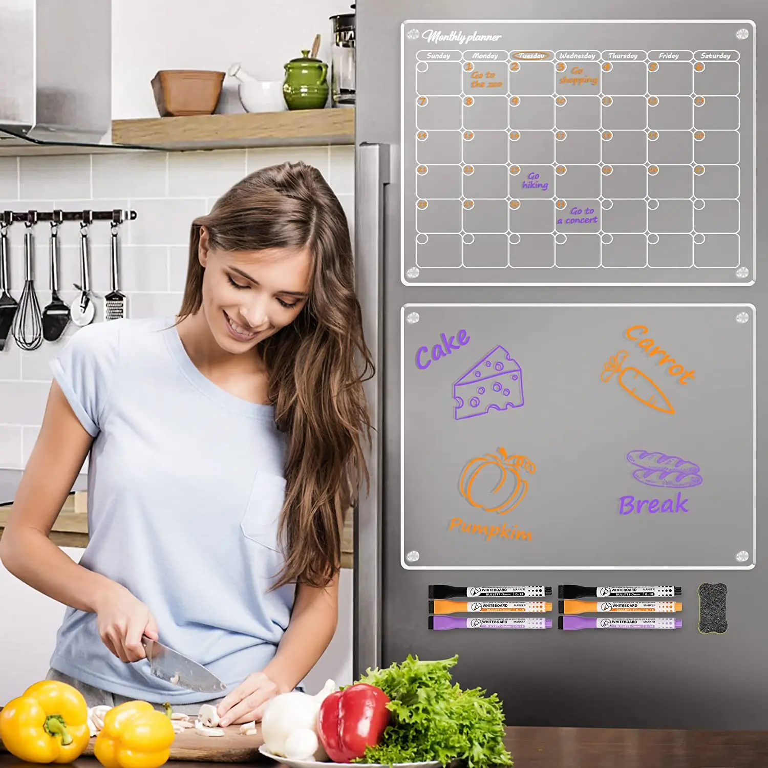 2023 Clear Acrylic Calendar Dry Erase Whiteboard  Reusable Acrylic Magnetic Fridge Calendar