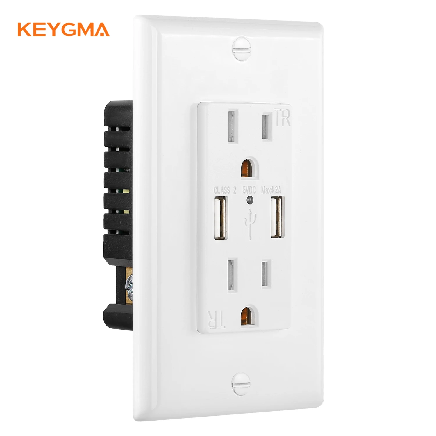 Hot Sale Passed ETL Shenzhen Factory Smart USB Socket Wall Outlet AC 125V 15A With USB 4.2A Port Fast Charge Plug Receptacle
