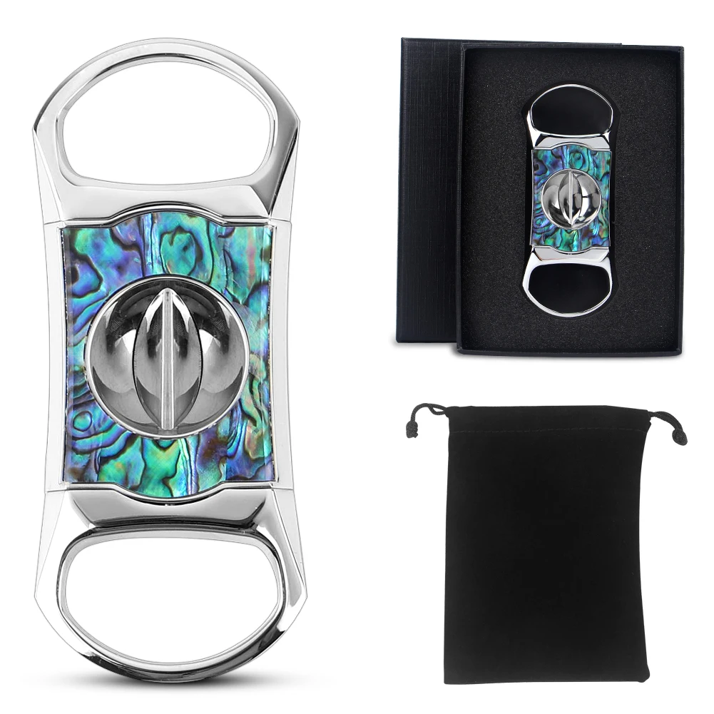 Brand New Personalized Stainless Steel Metal Classic Double Blade Cigar Cutter Guillotine Christmas Cigar Scissors Gift