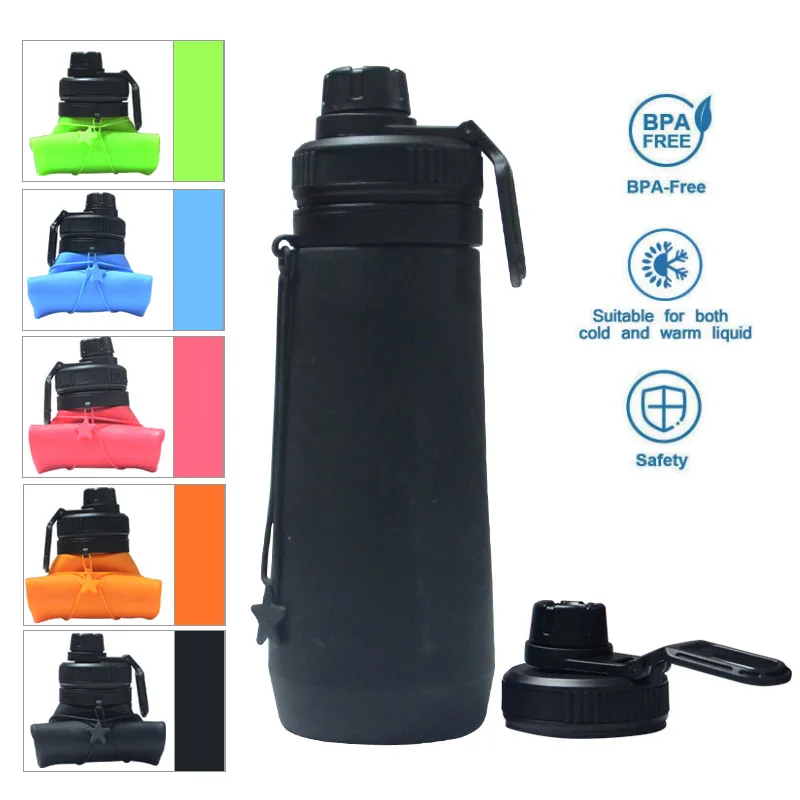 Space-saving Water Bottle Outdoor Travelling Portable Safe Materials Collapsible Silicone Bottle