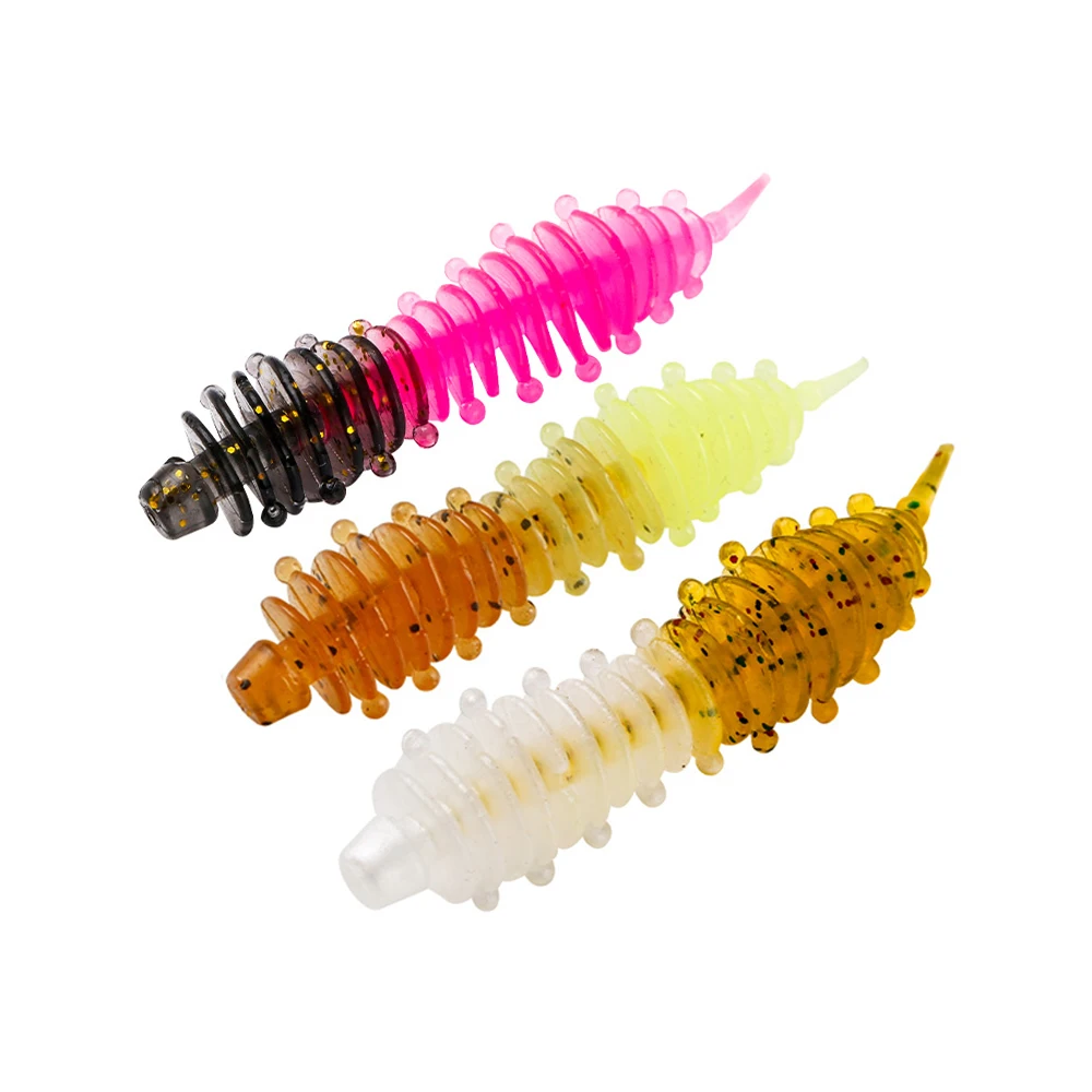 Multi color bionic insect 12pcs/bag bass trout silicone plastic worm bait Carp bulk soft bait fishing lures