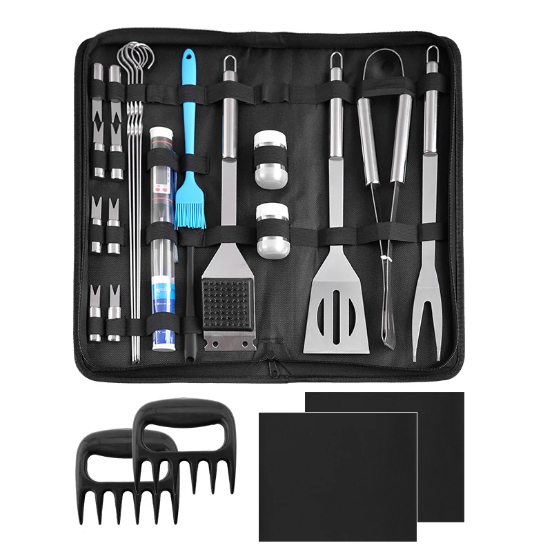 Premium 25-Piece Outdoor Barbecue Set Collection of Cooking Tools for Outdoor Grilling and Kitchen Use