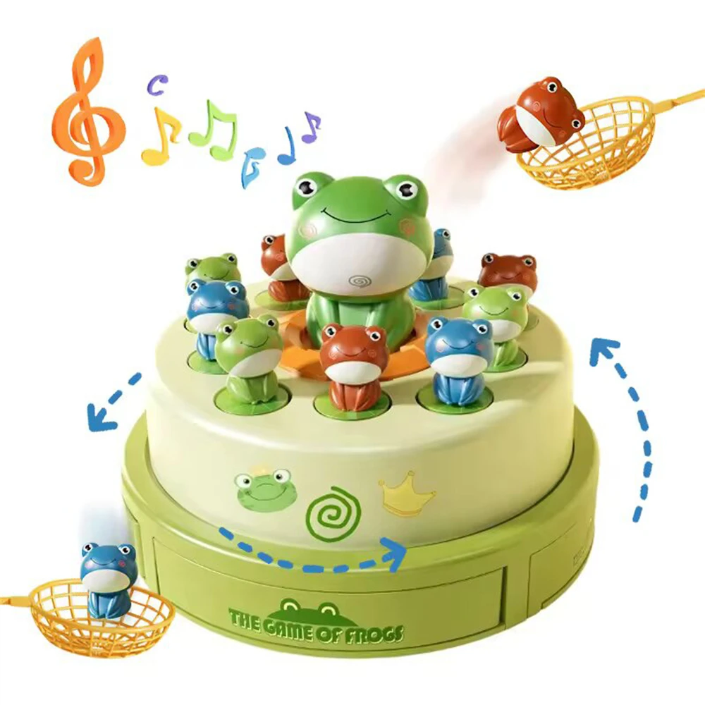 Kids Electric Music Board Games Educational Reactivity Montessori Toy Frog Bouncing Carousel Frog Up Toy