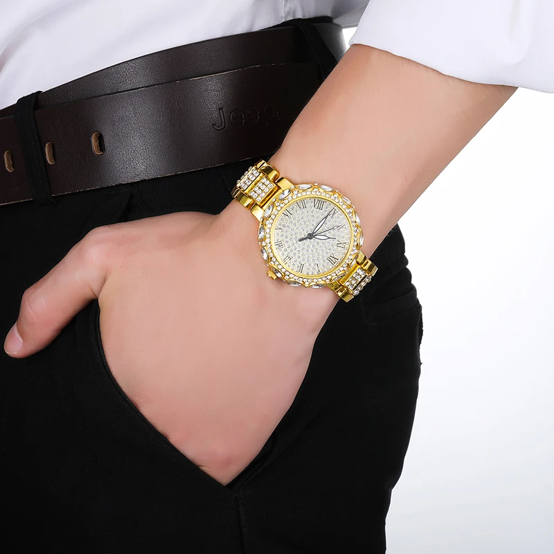 Bling hiphop полностью алмазные часы для