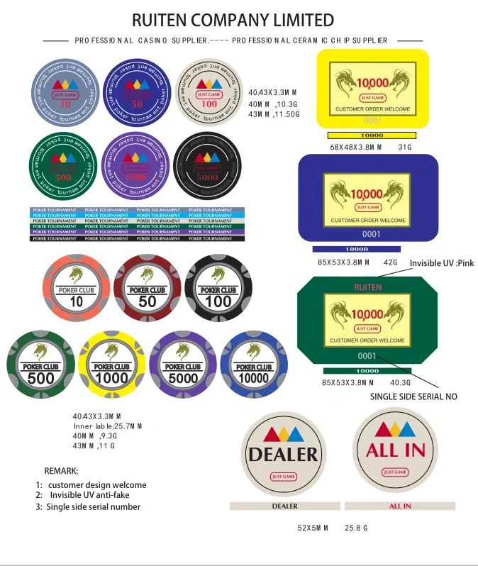 10g 40MM Ceramic Poker Chips Casino Chip