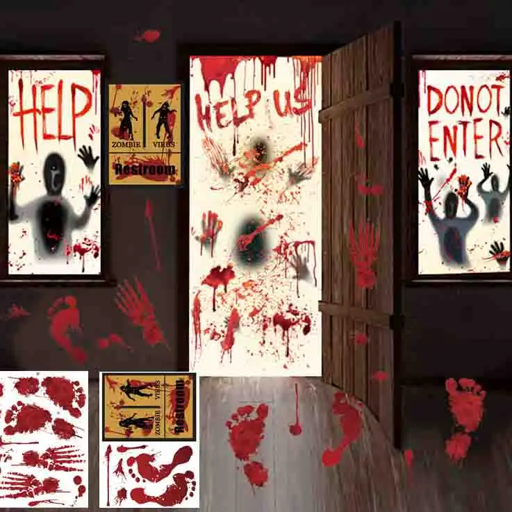Halloween Wall Sticker Skeleton Window Clings Spooky PVC Sticker for Glass & Walls Perfect for Haunted House Party & Home Decor