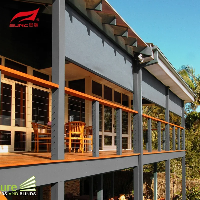 Motorized PVC Waterproof Electric Zip Screen Blinds Roller Zip Track Shade for Home Use for Outdoor Garden Patio