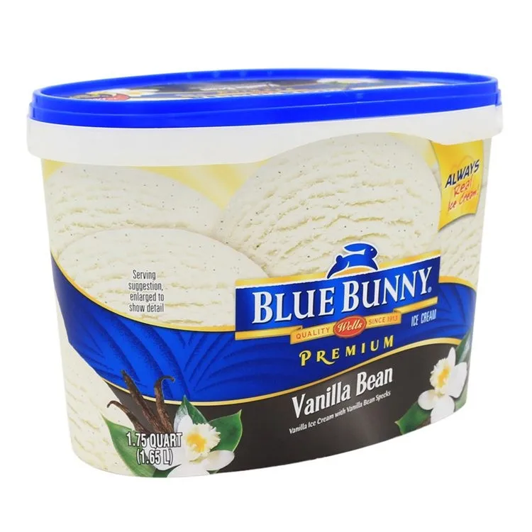 Custom logo printed 1.65L IML packaging eco friendly disposable ice cream plastic containers