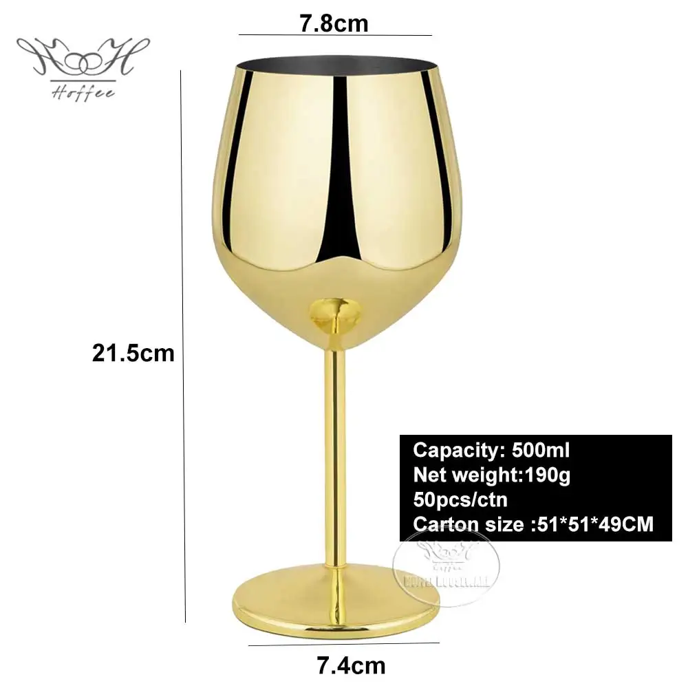 Custom Logos Stemmed 17oz Red Wine Cup Bar Drink Champagne Metal Unbreakable Portable Stainless Steel Wine Glasses Goblet Mugs
