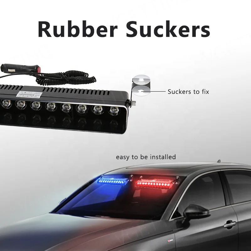 Super Bright 12 LED Strobe Lights Car Interior Front Windshield Warning Flashing Beacons Emergency Lamp Auto Accessories