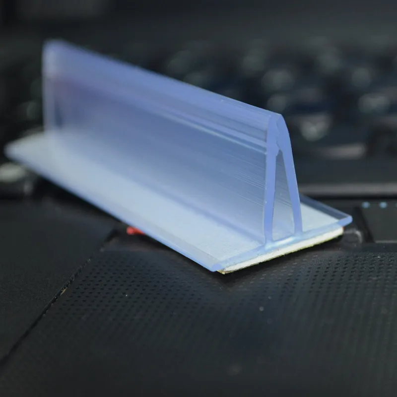 plastic clear adhesive price tag holder for shelves