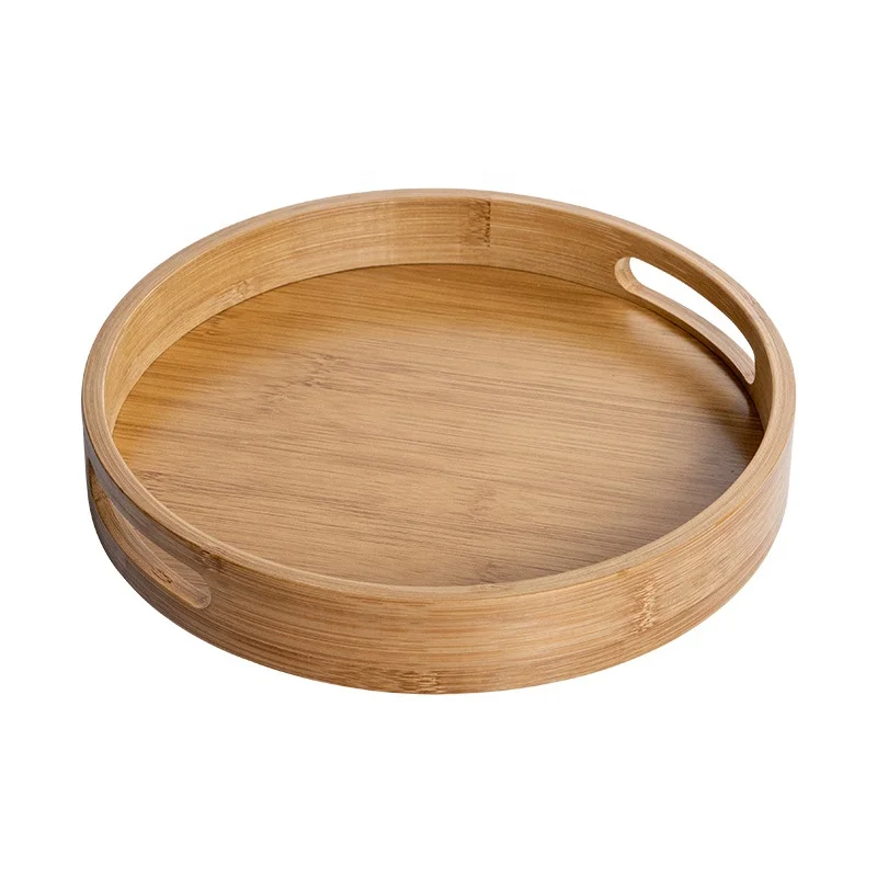 Round Tray As Coffee Table Decor Serving Tray Restaurant Breakfast Dinner Food Fruit Bamboo Serving Tray