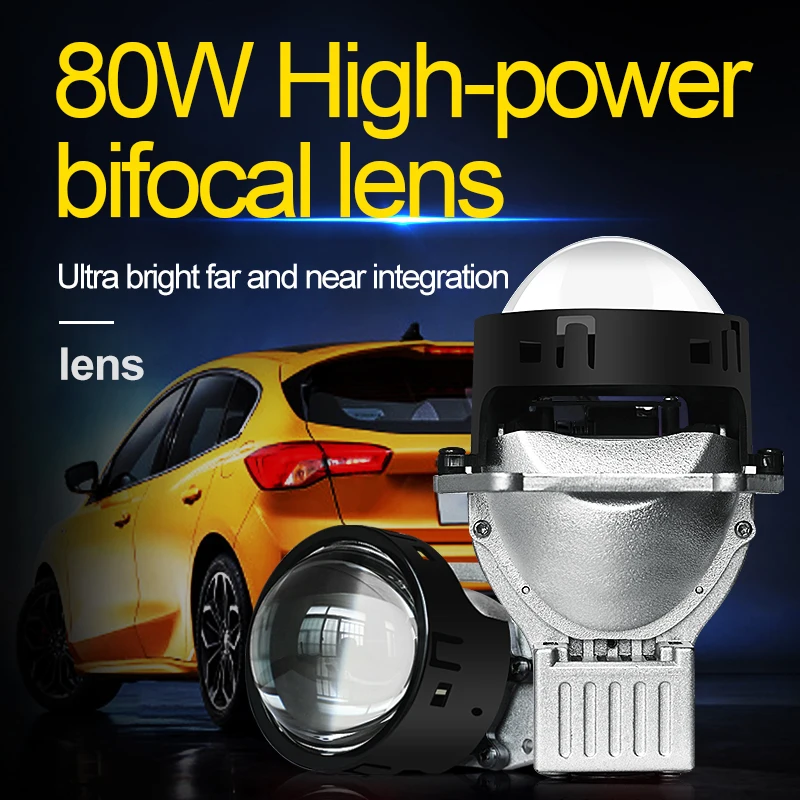 Xenplus 3 Inch Custom 80w High Power Dual Optical Led Lens Headlight HD Blue H4 Projector Light For Car H7 Lenses Headlight Bulb