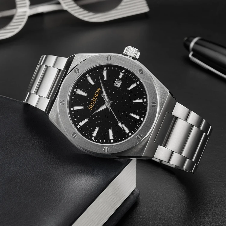 Factory Custom Logo Fashion Gold Color Quartz Wristwatch luxury watches for men Stainless Steel Men Watches japan miyota watch